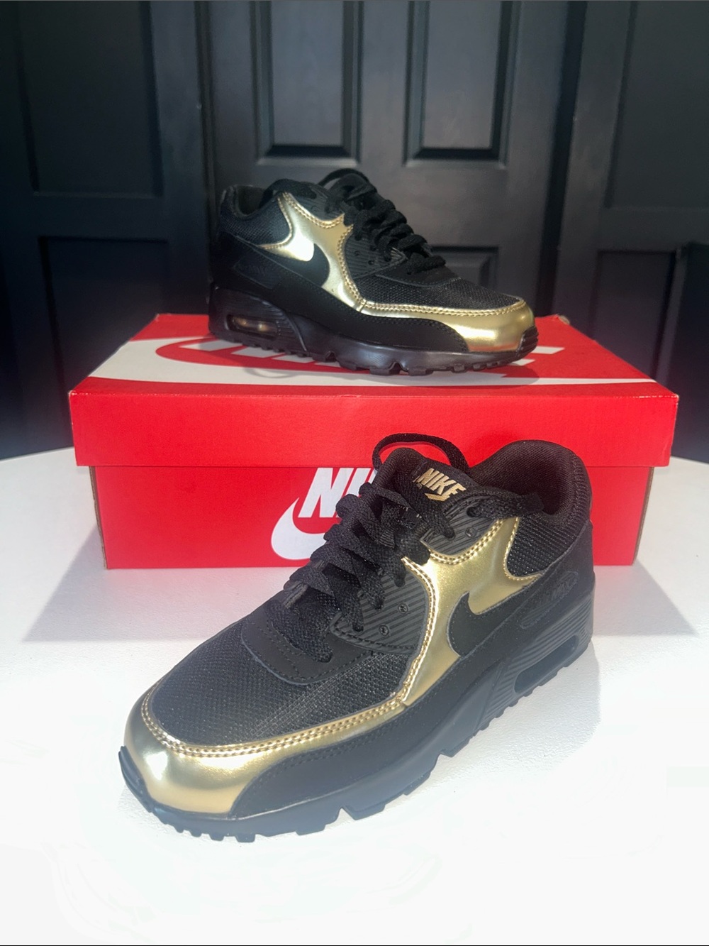 Nike Air Max 90 Mesh GS “Black Gold” Women’s Size 6.5